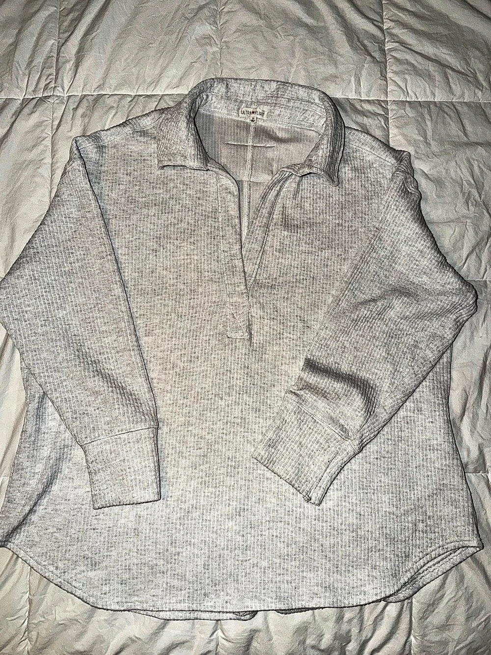Ultra Flirt Gray Knit Ribbed Long Sleeve Size 2X